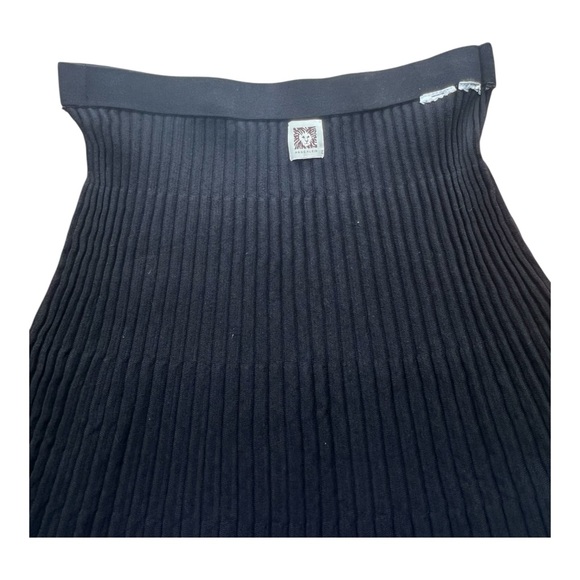 Anne Klein Women Stretchy‎ Viscose Knit pleated Black Ribbed Mini Skirt Size M-L - Picture 3 of 12